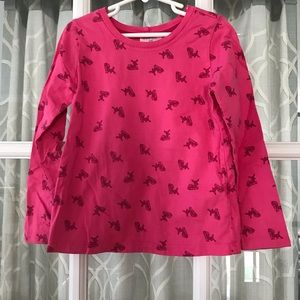Hanna Andersson size 6-7 120 long sleeve pick shirt darker pink deer fawn EUC